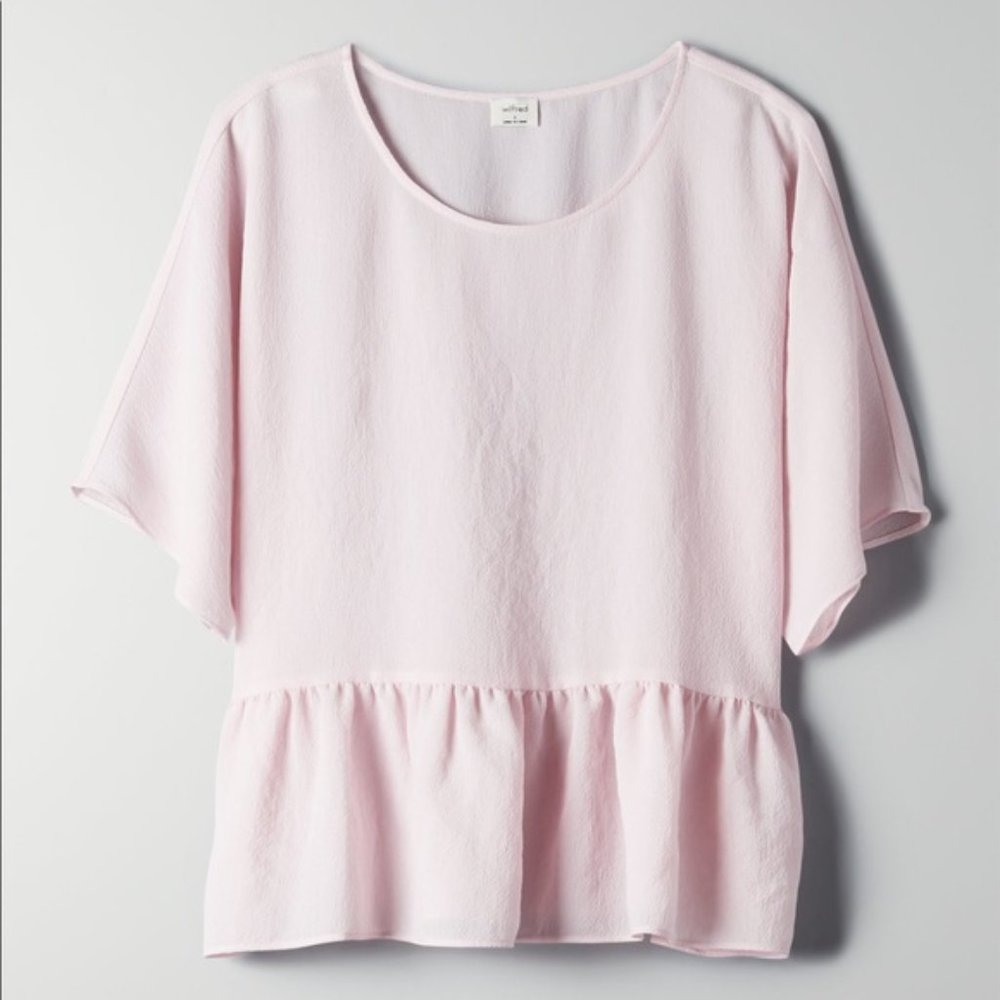 Aritzia Wilfred Macee Peplum Blouse Top Pink  XXS - Picture 3 of 7